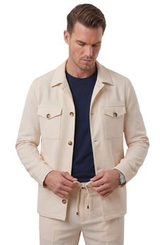 DeepSEA Bej Slim Fit Gofre Dokulu Yazlık Spor Takım Elbise – Yarım