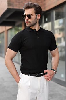 Kahverengi Çıt Kapamalı Polo Yaka Triko Erkek Tişört E7493