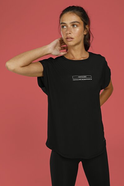 Lumberjack CT396 MILA MINIMAL T-SHIR Siyah Kadın Kısa Kol T-Shirt