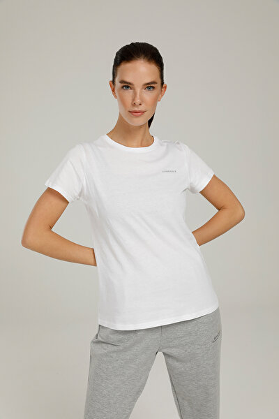 Lumberjack CT122 BASIC C NECK T-SHIR Beyaz Kadın Kısa Kol T-Shirt