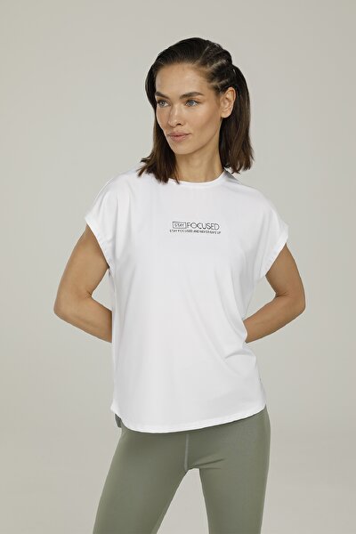 Lumberjack CT396 MILA MINIMAL T-SHIR Beyaz Kadın Kısa Kol T-Shirt
