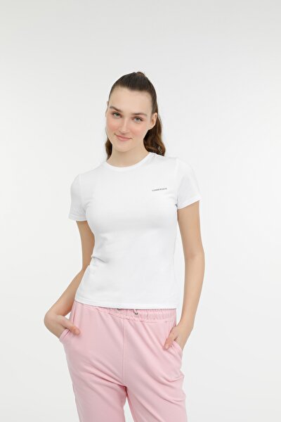 Lumberjack W-CT131 BASIC MODAL C NEC Beyaz Kadın Kısa Kol T-Shirt