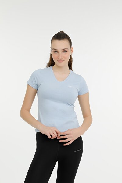 Lumberjack W-CT130 BASIC V NECK T-SH Mavi Kadın Kısa Kol T-Shirt