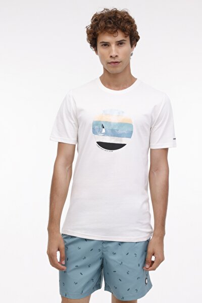 Lumberjack ML STEW 11DS1025 4FX Ekru Erkek Kısa Kol T-Shirt
