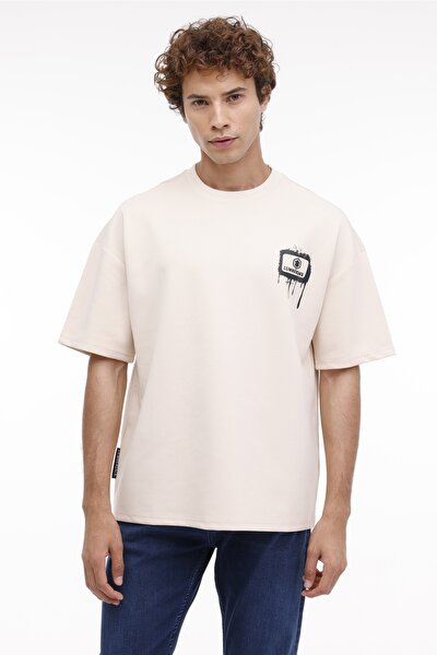 Lumberjack ML DEXT 16-224291 4FX Bej Erkek Kısa Kol T-Shirt