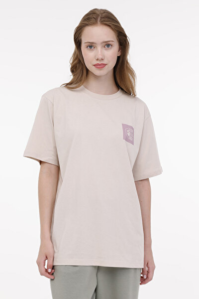 Lumberjack TEE PD BOX LOGO OVERSIZE Koyu Bej Kadın Kısa Kol T-Shirt