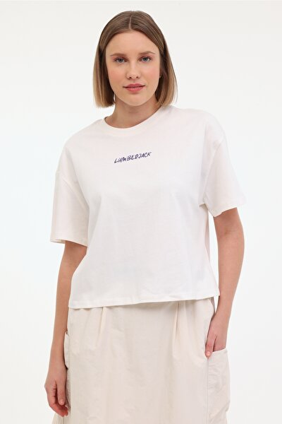 Lumberjack WL THEA 11SF518 5FX Ekru Kadın Kısa Kol T-Shirt