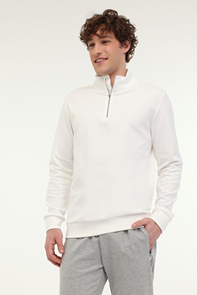 Lumberjack MB BS47 HZIP SW 5FX Ekru Erkek Sweatshirt