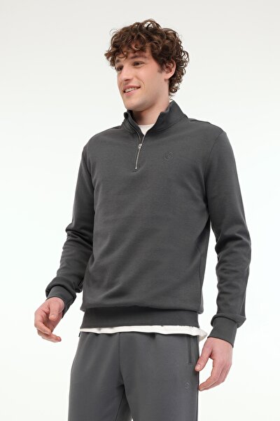 Lumberjack MB BS47 HZIP SW 5FX Gri Erkek Sweatshirt