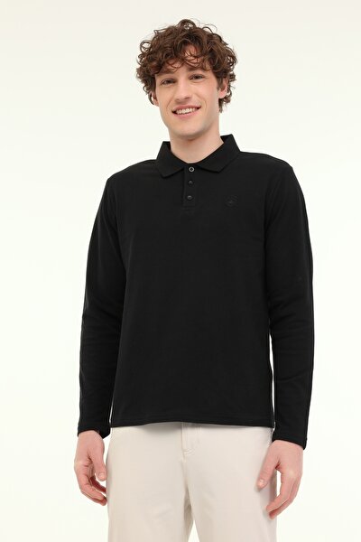 Lumberjack MB UKOL POLO 5FX Siyah Erkek Uzun Kol T-Shirt