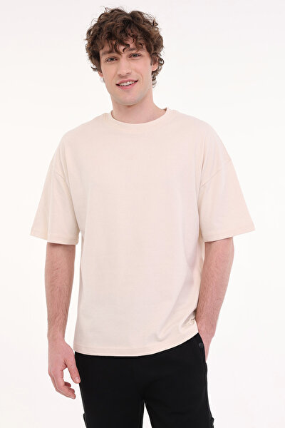 Lumberjack MB ROS 11HS113 5FX Bej Erkek Kısa Kol T-Shirt