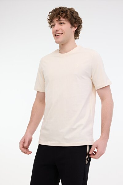 Lumberjack MB CT102 C NK T-SH 5FX Bej Erkek Kısa Kol T-Shirt
