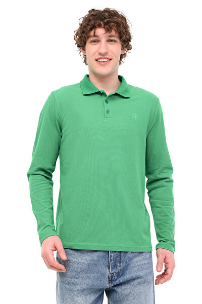 Lumberjack MB UKOL POLO 5FX Yeşil Erkek Uzun Kol T-Shirt