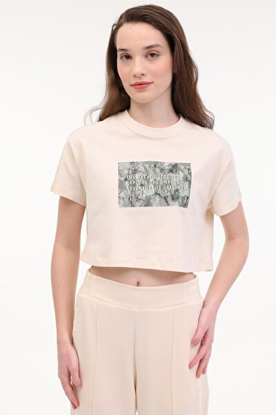 Lumberjack WL RENA 11OUTSS25105 5FX Bej Kadın Kısa Kol T-Shirt