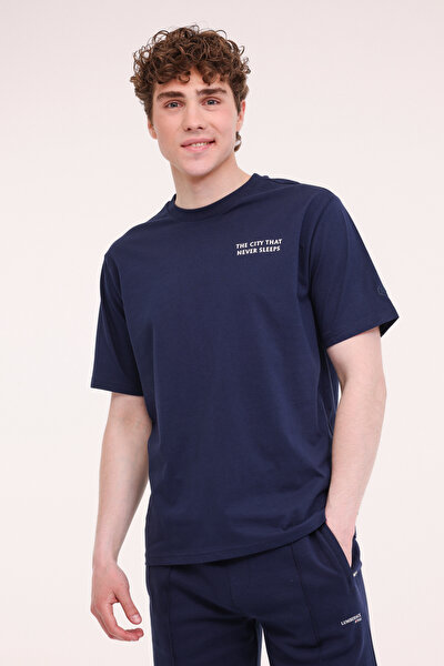 Lumberjack ML RENZO 11URB4005 5FX İndigo Erkek Kısa Kol T-Shirt