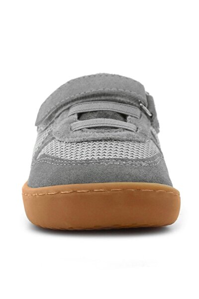 Rakerplus Bob Hakiki Deri Gri Barefoot Cırtlı Lastikli Bebek Sneaker Ayakkabı - Görsel 4