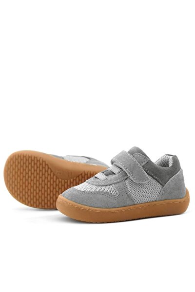 Rakerplus Bob Hakiki Deri Gri Barefoot Cırtlı Lastikli Bebek Sneaker Ayakkabı - Görsel 7