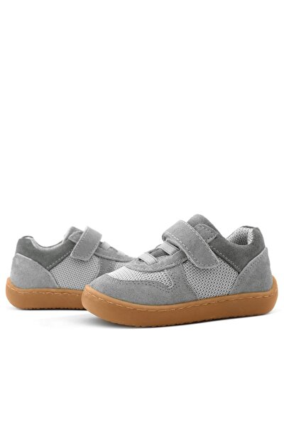 Rakerplus Bob Hakiki Deri Gri Barefoot Cırtlı Lastikli Bebek Sneaker Ayakkabı - Görsel 8
