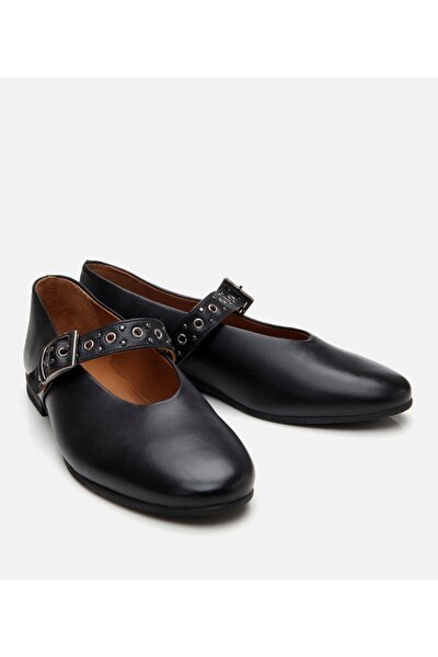 Hotiç Kadın Deri Siyah Mary Jane Kemerli Babet - Görsel 3