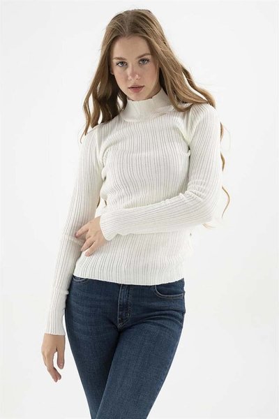 Fashion Friends Kadın Yarım Balıkçı Kazak 23K0389K1 Ekru