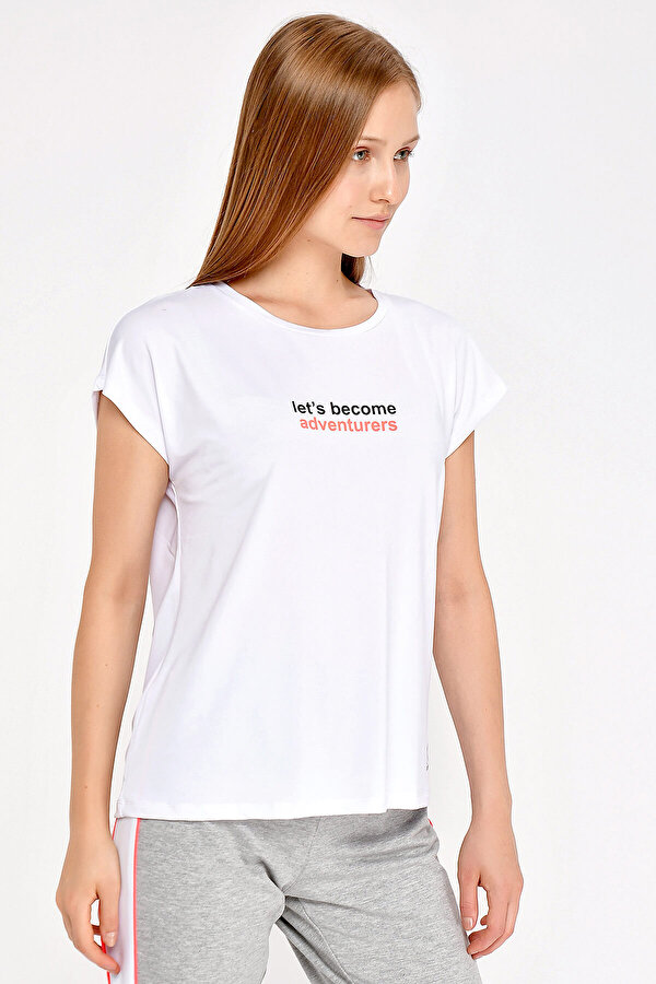Kinetix W-18088 BREAKER KK TSHIRT Beyaz Kadın T-Shirt