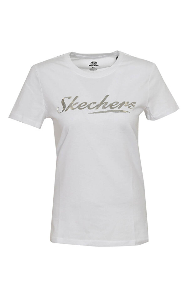 Skechers GRAPHIC TEE W  SH Beyaz Kadın Kısa Kol T-Shirt