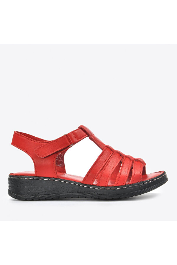 Vizon Ayakkabı Kadın  Kırmızı Sandalet VZN20-080Y