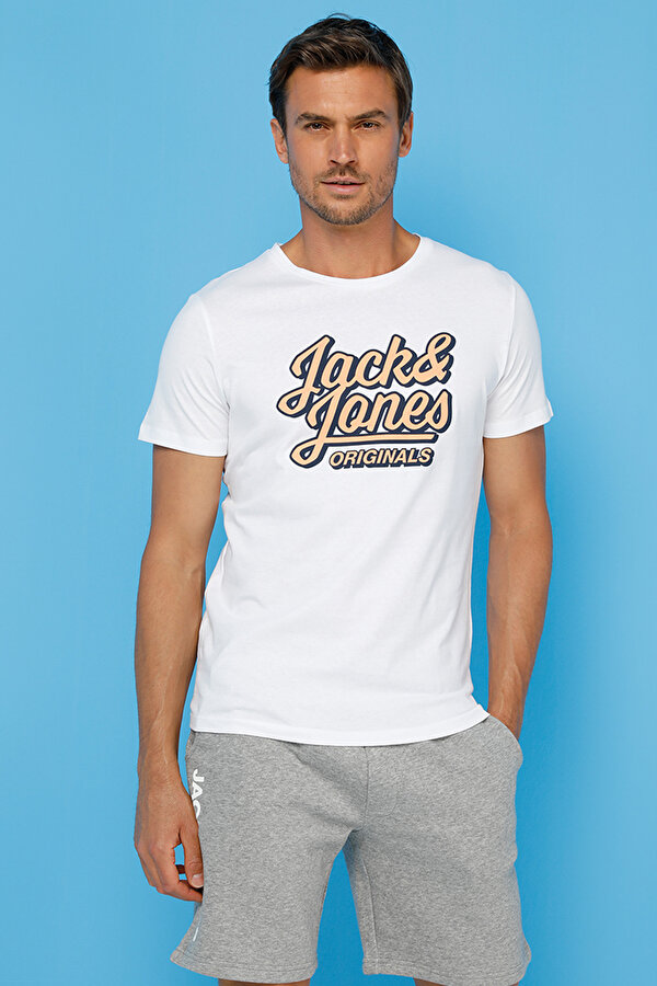 Jack & Jones JORREGGIE TEE SS CREW NEC Beyaz Erkek Kısa Kol T-Shirt