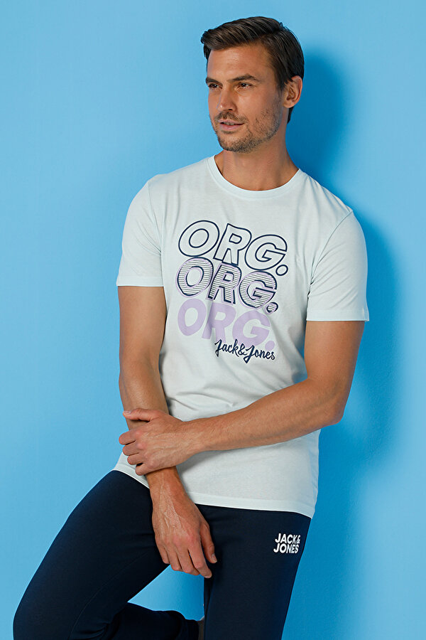 Jack & Jones JORBOOSTER TEE SS CREW NE Mavi Erkek Kısa Kol T-Shirt