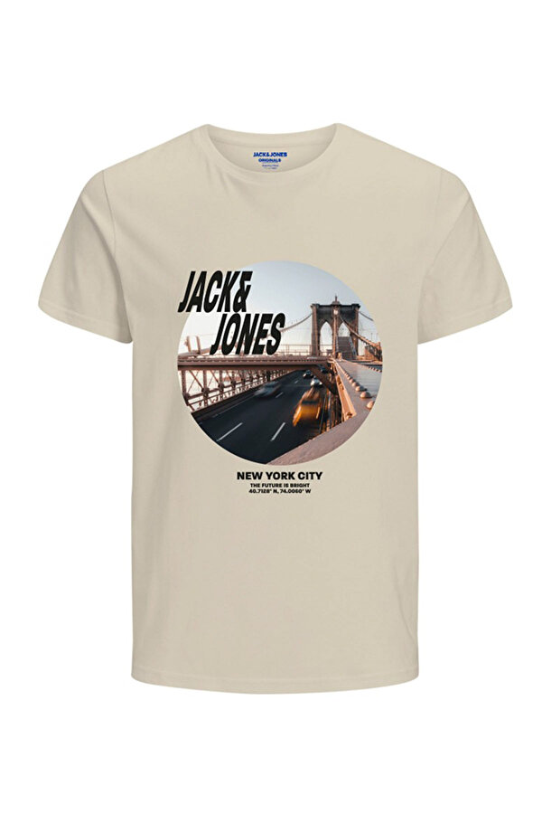 Jack & Jones JORBOOSTER TEE SS CREW NE Ekru Erkek Kısa Kol T-Shirt