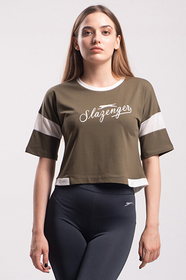 Slazenger POLSY Haki Kadın Kısa Kol T-Shirt