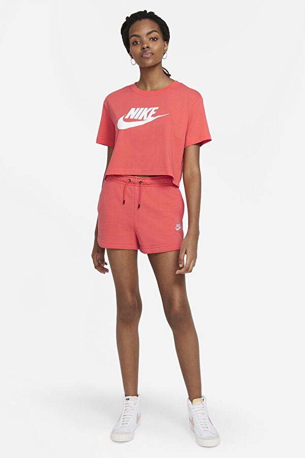 Nike W NSW TEE ESSNTL CRP ICN Kırmızı Kadın Kısa Kol T-Shirt