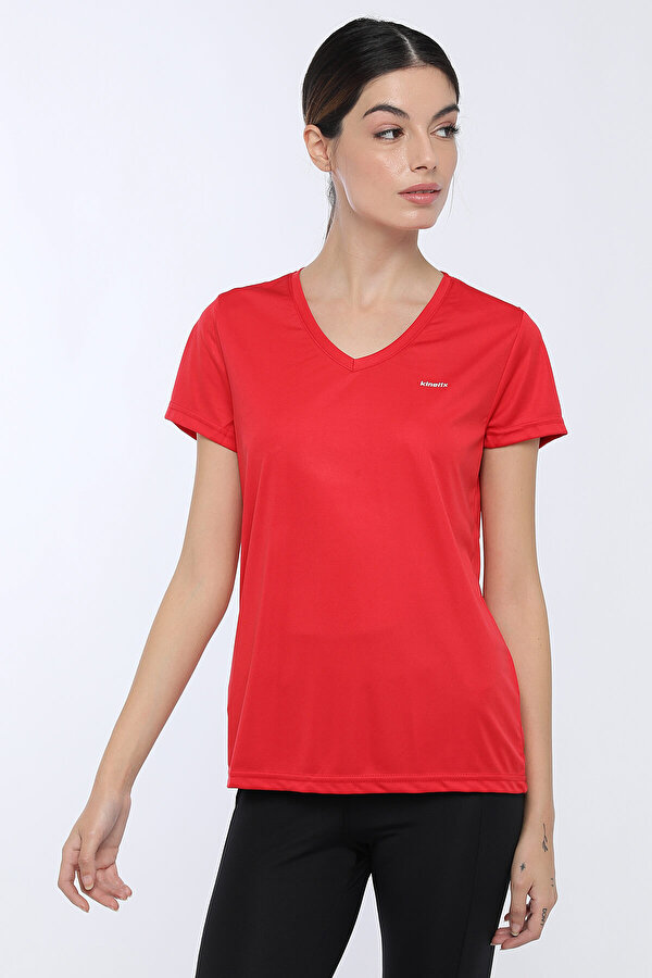 Kinetix BASIC PES V NECK T-SHIRT Kırmızı Kadın T-Shirt