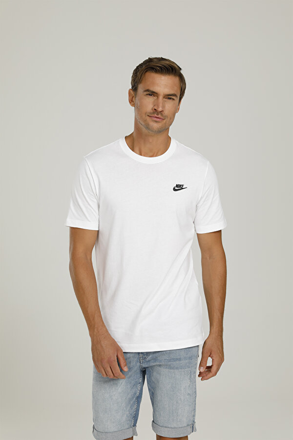 Nike M NSW CLUB TEE Beyaz Erkek Kısa Kol T-Shirt