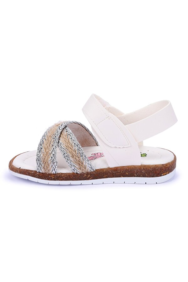 Kiko Kids Kiko Şb 2687-91 Orto pedik Kız Çocuk Bebe Sandalet Terlik Beyaz Gümüş
