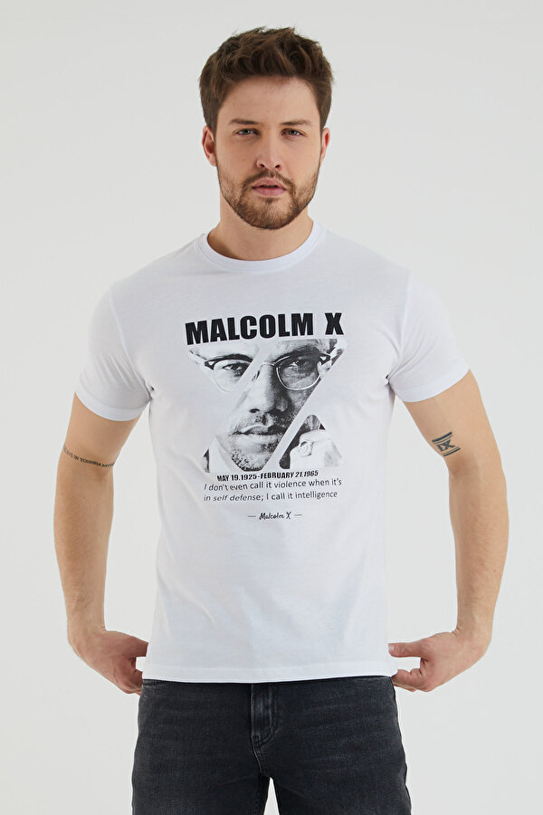 Viking Jeans Malcolm X Yazı Baskılı Bisiklet Yaka Tshirt