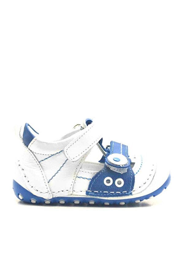 Nino Hakiki Deri Mavi Cırtlı Yazlık İlk Adım Ayakkabı