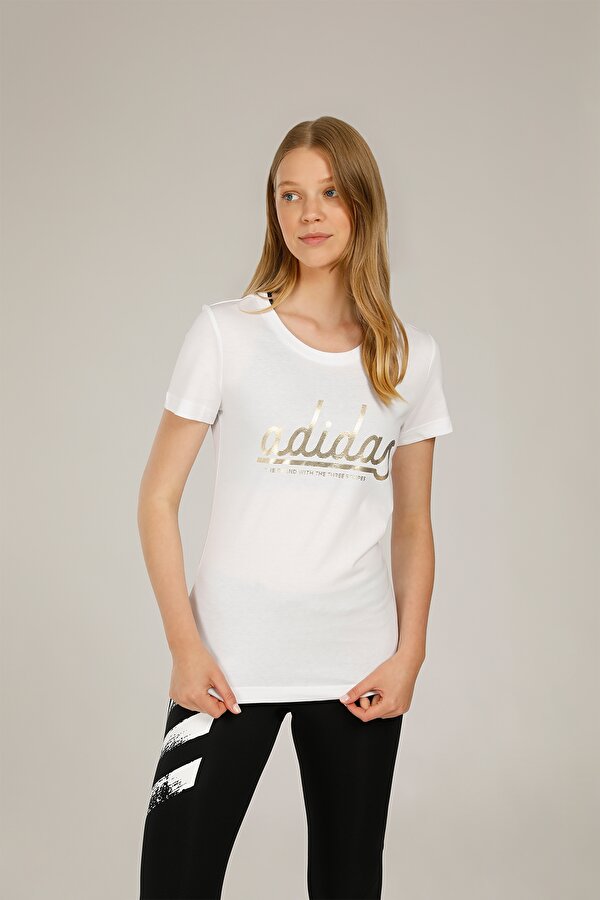 adidas W COLGT FOIL T Beyaz Kadın Kısa Kol T-Shirt