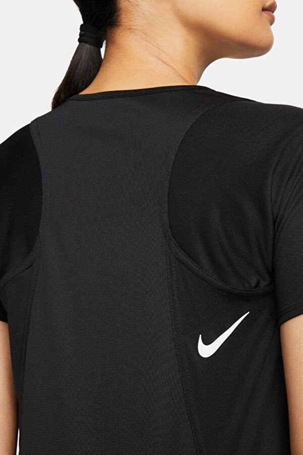 Nike W NK DF RACE TOP SS Siyah Kadın Kısa Kol T-Shirt