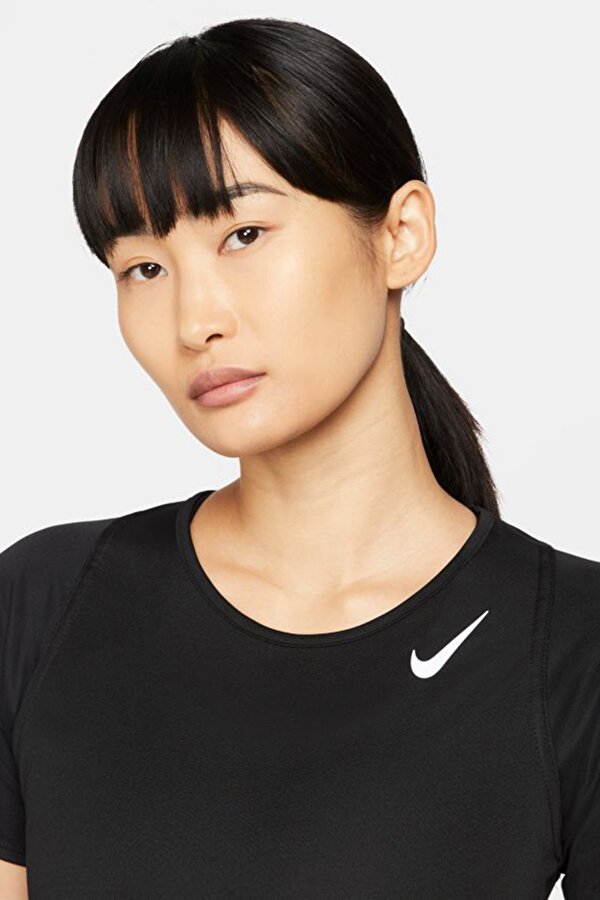 Nike W NK DF RACE TOP SS Siyah Kadın Kısa Kol T-Shirt