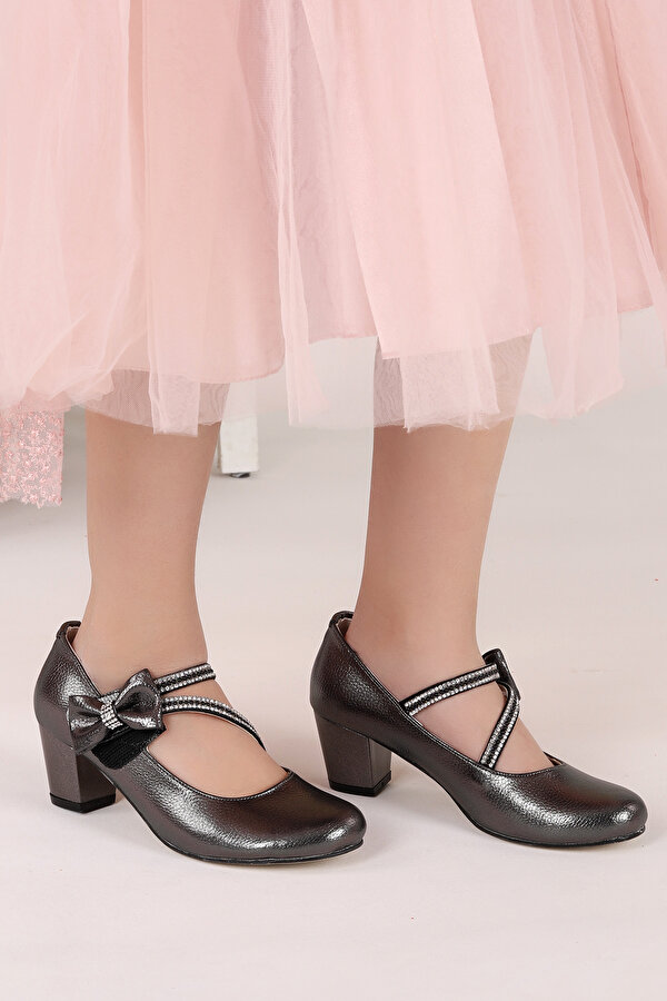 Kiko Kids Kiko 750 Vakko Günlük Kız Çocuk 4 Cm Topuk Babet Ayakkabı Platin