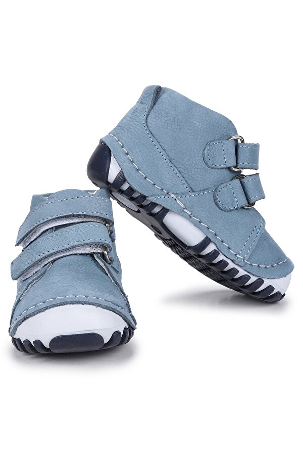 Kiko Kids Teo 303 %100 Deri Cırtlı Erkek Çocuk Ayakkabı Bebe Mavi