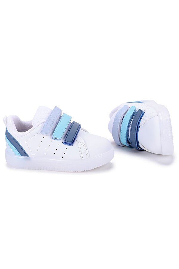 VICCO Sun Günlük Işıklı Cırtlı Kız Çocuk Spor Ayakkabı 220.21Y.212 Beyaz - Mavi