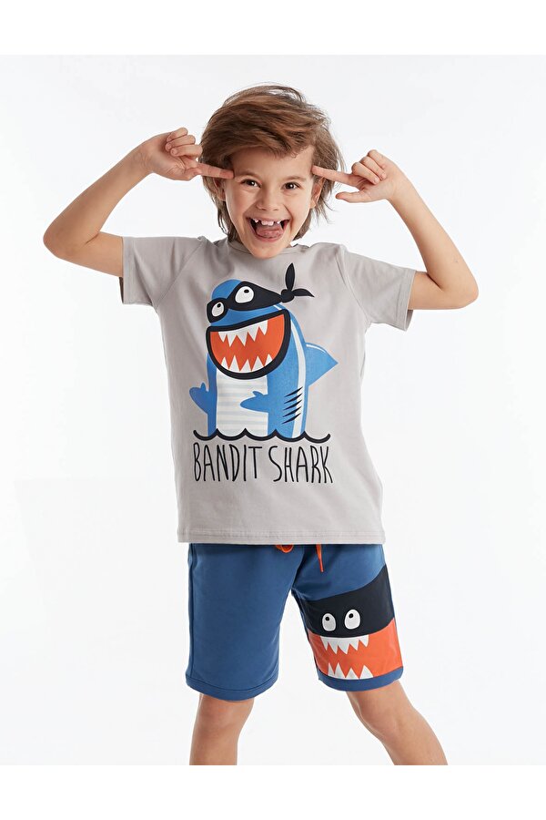 Denokids Bandit Shark Erkek Çocuk Şort Takım