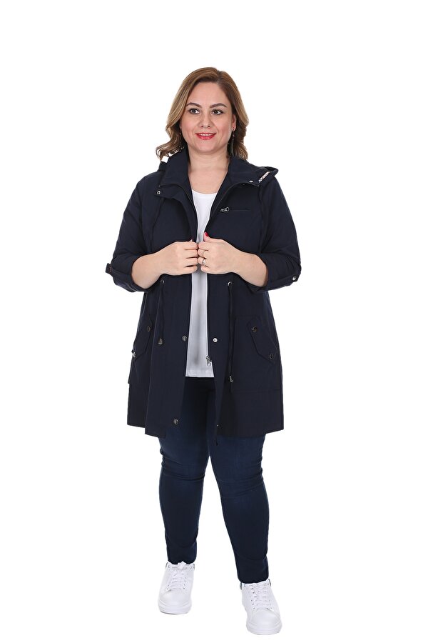 Brendon Kadın Büyük Beden Pamuklu Mevsimlik Trençkot 3019 Lacivert/Navy 21S32003019 Brendon Kadın Büyük Beden Pamuklu Mevsimlik Trençkot 3019 Lacivert/Navy 21S32003019