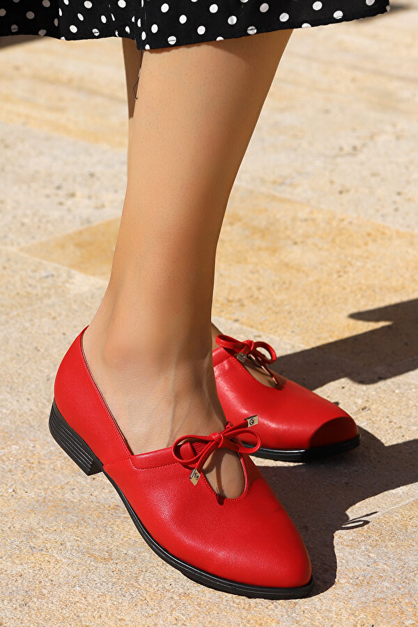 Ayakland 8328-101 Cilt Günlük Anatomik Kadın Günlük Babet Ayakkabı Kırmızı