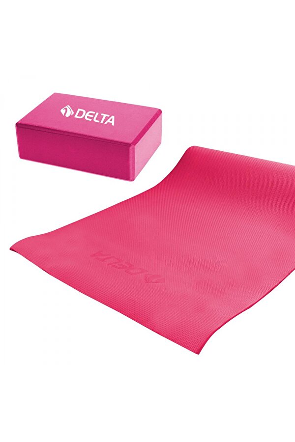 Delta Eva Yoga Matı ve Yoga Blok - Yoga Köpüğü Fuşya