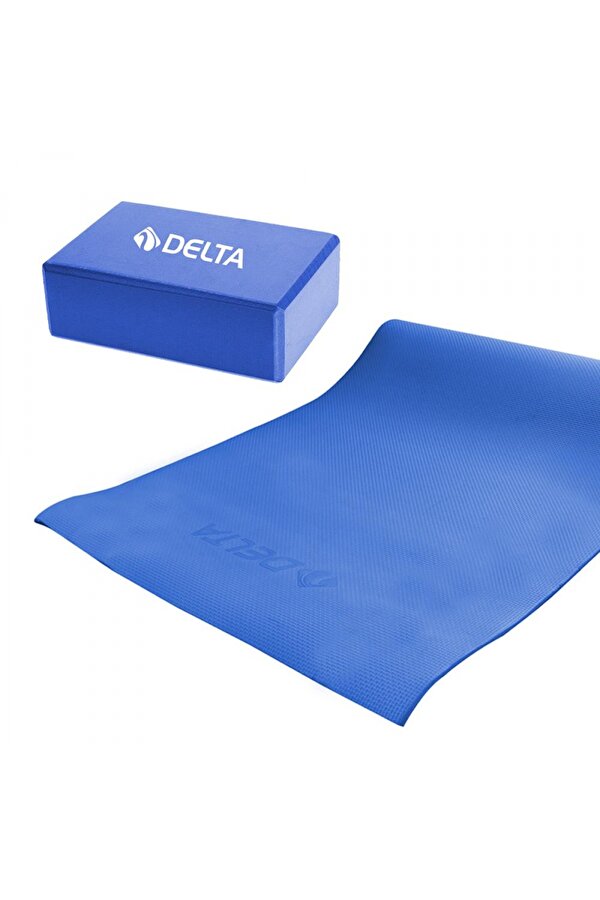 Delta Eva Yoga Matı ve Yoga Blok - Yoga Köpüğü Mavi