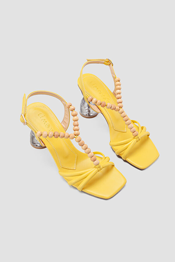 Limoya Christie Limon Ahşap Detaylı Şeffaf Topuklu Sandalet