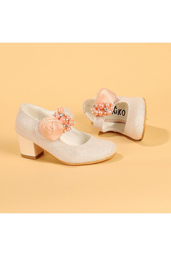 Kiko Kids Angelina Günlük Kız Çocuk 4 Cm Topuklu Abiye Ayakkabı Pudra